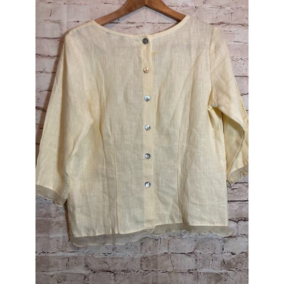 Dear Friends Lagom Top Womens Small Linen Butter Yellow Coquette Romantic Boxy - Picture 10 of 12